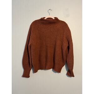 Madewell Loretto Mockneck Sweater Women Large Knit Cinnabar Wool Blend Rollneck